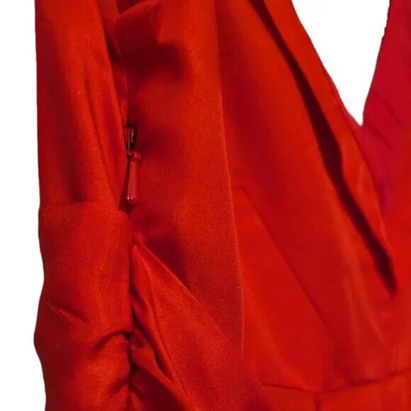 NWT Ted Baker Burnt Orange 100% Silk Fit & Flare Tie Back Dress - UK 3, US 8 - Picture 4 of 6